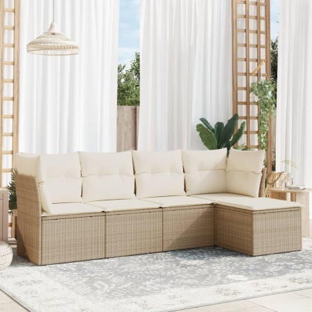 Garden sofa set with cushions 5 pieces beige synthetic rattan by , Garden sets - Ref: Foro24-3249397, Price: 359,22 €, Discou...