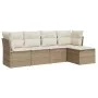 Gartensofa-Set mit Kissen, 5-teilig, beiges synthetisches Rattan von , Gartensets - Ref: Foro24-3249397, Preis: 346,23 €, Rab...