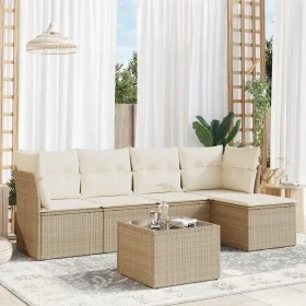 Garden sofa set with cushions 6 pieces beige synthetic rattan by , Garden sets - Ref: Foro24-3249407, Price: 396,17 €, Discou...