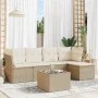 Gartensofa-Set mit Kissen, 6-teilig, beiges synthetisches Rattan von , Gartensets - Ref: Foro24-3249407, Preis: 396,17 €, Rab...
