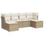 Gartensofa-Set mit Kissen, 6-teilig, beiges synthetisches Rattan von , Gartensets - Ref: Foro24-3249847, Preis: 413,48 €, Rab...