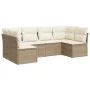 Garden sofa set with cushions 6 pieces beige synthetic rattan by , Garden sets - Ref: Foro24-3249227, Price: 402,60 €, Discou...