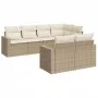 7-teiliges Gartensofa-Set und beigefarbene synthetische Rattankissen von , Modulare Sofas für den Außenbereich - Ref: Foro24-...