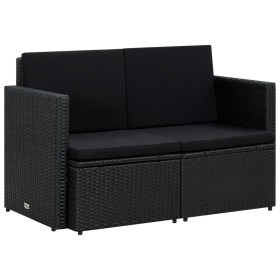 2-seater garden sofa with black synthetic rattan cushions by , Outdoor sofas - Ref: Foro24-45784, Price: 196,29 €, Discount: %