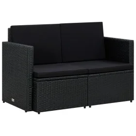 2-seater garden sofa with black synthetic rattan cushions by , Outdoor sofas - Ref: Foro24-45784, Price: 193,29 €, Discount: %