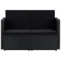 2-Sitzer-Gartensofa mit schwarzen synthetischen Rattankissen von , Outdoor-Sofas - Ref: Foro24-45784, Preis: 196,29 €, Rabatt: %