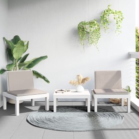 Garden furniture set 3 pieces with white PP cushions by , Garden sets - Ref: Foro24-3203732, Price: 169,04 €, Discount: %