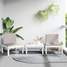 Garden furniture set 3 pieces with white PP cushions by , Garden sets - Ref: Foro24-3203732, Price: 159,73 €, Discount: %