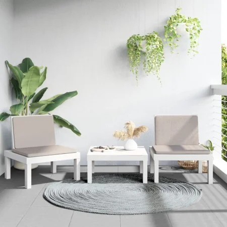 Garden furniture set 3 pieces with white PP cushions by , Garden sets - Ref: Foro24-3203732, Price: 159,73 €, Discount: %