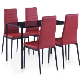 5-piece dining table and chairs set in red wine color by vidaXL, Furniture sets for kitchens and dining rooms - Ref: Foro24-2...