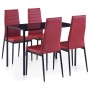 5-piece dining table and chairs set in red wine color by vidaXL, Furniture sets for kitchens and dining rooms - Ref: Foro24-2...