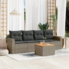 Gartensofa-Set mit 5-teiligen Kissen aus grauem synthetischem Rattan von , Gartensets - Ref: Foro24-3224002, Preis: 286,70 €,...