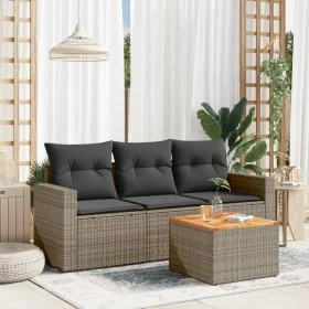 Gartensofagarnitur 4-teilig mit grauen Polstern aus synthetischem Rattan von , Gartensets - Ref: Foro24-3223995, Preis: 235,2...