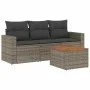 Set de sofás de jardín 4 pzas y cojines ratán sintético gris by , Garden sets - Ref: Foro24-3223995, Price: 235,28 €, Discoun...
