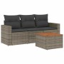 Set de sofás de jardín 4 pzas y cojines ratán sintético gris by , Garden sets - Ref: Foro24-3223995, Price: 231,53 €, Discoun...