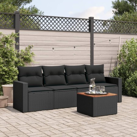 Set de muebles de jardín 5 pzas y cojines ratán sintético negro de , Conjuntos de jardín - Ref: Foro24-3223997, Precio: 295,5...