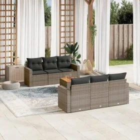 Set de sofás de jardín 7 piezas con cojines ratán PE gris by , Garden sets - Ref: Foro24-3224016, Price: 427,32 €, Discount: %