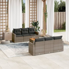 Set de sofás de jardín 7 piezas con cojines ratán PE gris by , Garden sets - Ref: Foro24-3224016, Price: 427,05 €, Discount: %