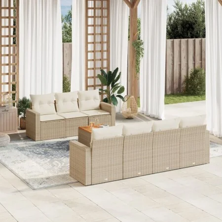 Gartensofagarnitur mit beigen Kissen, 8-teilig, aus PE-Rattan. von , Gartensets - Ref: Foro24-3224028, Preis: 549,91 €, Rabat...