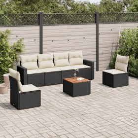 Garten-Essgruppe 7-teilig mit schwarzen Polstern aus synthetischem Rattan von , Gartensets - Ref: Foro24-3224068, Preis: 367,...