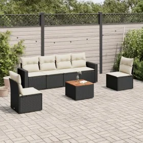 Set de comedor de jardín 7 pzas y cojines ratán sintético negro by , Garden sets - Ref: Foro24-3224068, Price: 373,71 €, Disc...