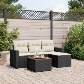 Set de muebles de jardín 5 pzas y cojines ratán sintético negro by , Garden sets - Ref: Foro24-3224089, Price: 274,02 €, Disc...