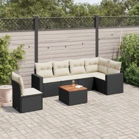 Garten-Essgruppe 7-teilig mit schwarzen Polstern aus synthetischem Rattan von , Gartensets - Ref: Foro24-3224145, Preis: 408,...