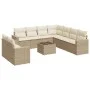 Juego de sofás jardín con cojines beige 10 pzas ratán sintético de , Conjuntos de jardín - Ref: Foro24-3219148, Precio: 709,6...