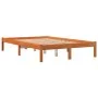 Bettgestell aus massivem, wachsbraunem Kiefernholz, 120 x 200 cm von , Betten und Lattenroste - Ref: Foro24-844854, Preis: 80...