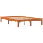 Bettgestell aus massivem, wachsbraunem Kiefernholz, 135 x 190 cm von , Betten und Lattenroste - Ref: Foro24-844842, Preis: 80...