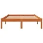 Estructura de cama madera maciza pino marrón cera 135x190 cm de , Camas y somieres - Ref: Foro24-844842, Precio: 79,48 €, Des...