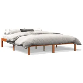 Estructura de cama madera maciza pino marrón cera 160x200 cm de , Camas y somieres - Ref: Foro24-844863, Precio: 88,08 €, Des...