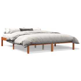 Estructura de cama madera maciza pino marrón cera 160x200 cm de , Camas y somieres - Ref: Foro24-844863, Precio: 89,19 €, Des...