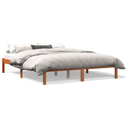 Estructura de cama madera maciza pino marrón cera 160x200 cm de , Camas y somieres - Ref: Foro24-844863, Precio: 89,19 €, Des...
