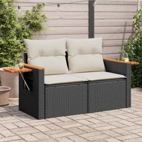 Sofá de jardín 2 plazas con cojines ratán sintético negro by , Outdoor sofas - Ref: Foro24-366009, Price: 162,39 €, Discount: %