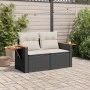 Sofá de jardín 2 plazas con cojines ratán sintético negro by , Outdoor sofas - Ref: Foro24-366009, Price: 162,39 €, Discount: %