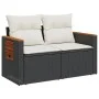 Sofá de jardín 2 plazas con cojines ratán sintético negro by , Outdoor sofas - Ref: Foro24-366009, Price: 162,39 €, Discount: %