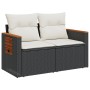 Zweiplätziges Gartensofa mit schwarzen Kunststoff-Rattan-Kissen. von , Outdoor-Sofas - Ref: Foro24-366009, Preis: 164,41 €, R...