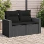 Sofá de jardín 2 plazas con cojines ratán sintético negro by , Outdoor sofas - Ref: Foro24-365971, Price: 162,68 €, Discount: %