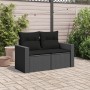 Zweiplätziges Gartensofa mit schwarzen Kunststoff-Rattan-Kissen. von , Outdoor-Sofas - Ref: Foro24-365971, Preis: 155,97 €, R...