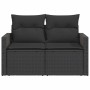 Zweiplätziges Gartensofa mit schwarzen Kunststoff-Rattan-Kissen. von , Outdoor-Sofas - Ref: Foro24-365971, Preis: 155,97 €, R...