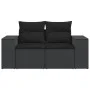 Sofá de jardín 2 plazas con cojines ratán sintético negro by , Outdoor sofas - Ref: Foro24-365992, Price: 188,80 €, Discount: %