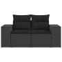 Zweiplätziges Gartensofa mit schwarzen Kunststoff-Rattan-Kissen. von , Outdoor-Sofas - Ref: Foro24-365992, Preis: 181,51 €, R...