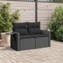 Sofá de jardín 2 plazas con cojines ratán sintético negro by , Outdoor sofas - Ref: Foro24-365990, Price: 209,27 €, Discount: %