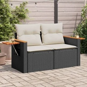 Sofá de jardín 2 plazas con cojines ratán sintético negro by , Outdoor sofas - Ref: Foro24-366021, Price: 165,33 €, Discount: %