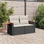 Sofá de jardín 2 plazas con cojines ratán sintético negro by , Outdoor sofas - Ref: Foro24-366021, Price: 168,17 €, Discount: %