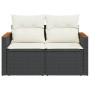 Sofá de jardín 2 plazas con cojines ratán sintético negro by , Outdoor sofas - Ref: Foro24-366021, Price: 168,17 €, Discount: %