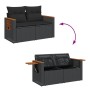 Sofá de jardín 2 plazas con cojines ratán sintético negro by , Outdoor sofas - Ref: Foro24-366021, Price: 168,17 €, Discount: %