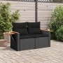 Sofá de jardín 2 plazas con cojines ratán sintético negro by , Outdoor sofas - Ref: Foro24-365978, Price: 183,15 €, Discount: %