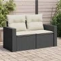 Sofá de jardín 2 plazas con cojines ratán sintético negro by , Outdoor sofas - Ref: Foro24-366016, Price: 152,75 €, Discount: %